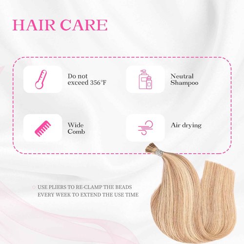 Eliysako I Tip Hair Extensions Human Hair Blonde Itip hair Dark Blonde Mix Bleach Blonde 20inch 50g/pack Itip Human Hair Extensions Real Soft Nature Cold Fusion For Women