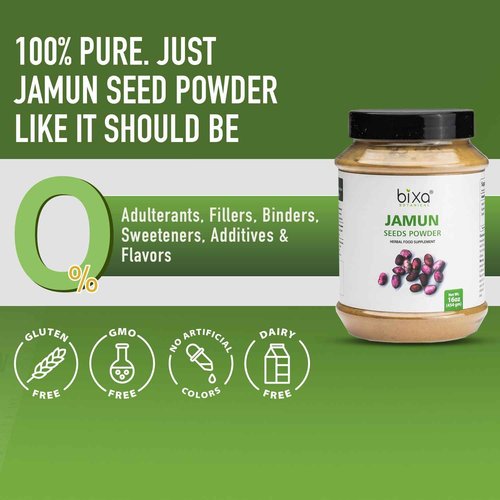 bixa BOTANICAL Jamun Seed Powder | Supports Blood Sugar and Pancreatic Health | Eugenia Jambolana |1 Pound / 16 OZ | Ayurvedic Herbal Supplement| Gluten Free, Non-GMO, Steam Treated, Vegan, 100% Pure