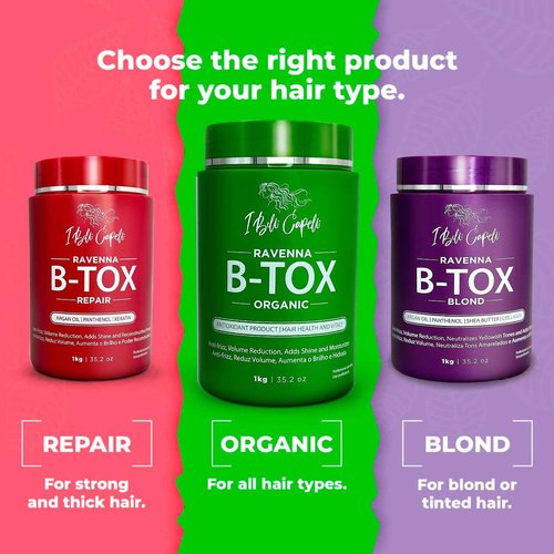 I Belli Capelli Ravenna Organic Hair B-tox Treatment - Formaldehyde-Free, Anti-Frizz Smoothing for Hair - 35.2 oz (1kg)