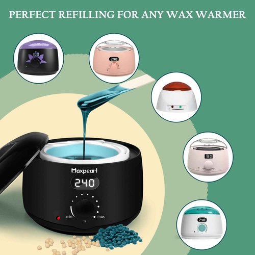 Maxpearl Hard Wax Beads Pack of 9 - Brazilian, Bikini Waxing, Face, Eyebrows, Underarms, Arms, Chest, Back, Legs, Jasmine, Coconut & Lavender Formula, 31.5oz