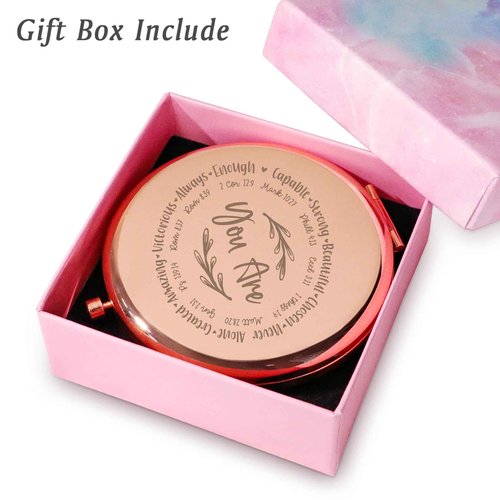 MLLXX Stocking Stuffers for Women Girls, Christmas Birthday Gifts for Adult Teen Kid, Personalized Compact Mirror, Portable Makeup Mirror