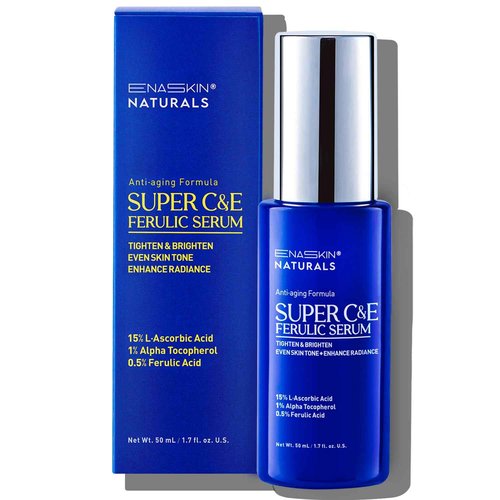 Vitamin C Face Serum for Anti Aging: Enaskin Naturals Super C Serum with Ferulic Acid for Women Mature Skin, Premium Formula Vit C Facial Serum for Brightening Dark Spots and Glowing up Skin - 1.7 Oz