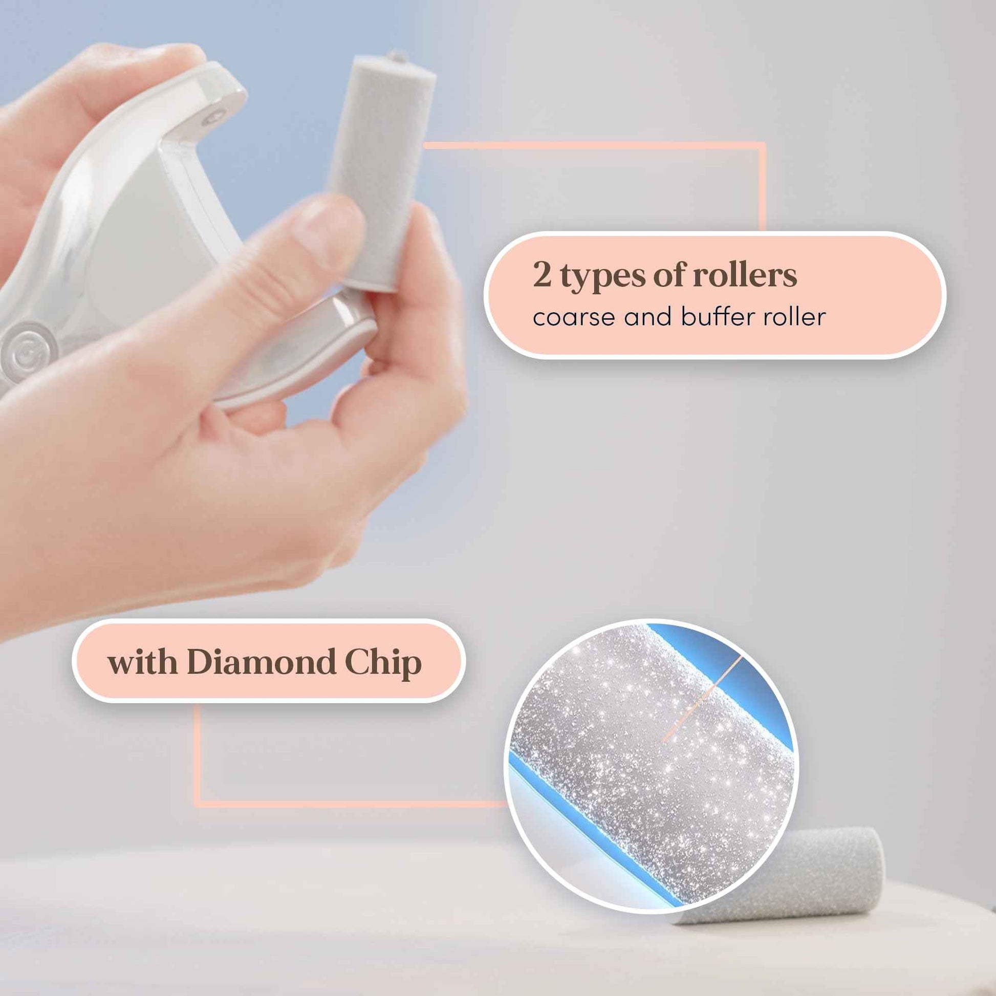 Personal Pedi Diamond Electric Foot Callus Remover for Feet - Rechargeable, Interchangeable Rollers Easy-to-Use Foot File Electric Callus Remover for Feet, 2 Intensity Levels, 2 Speed As Seen On TV