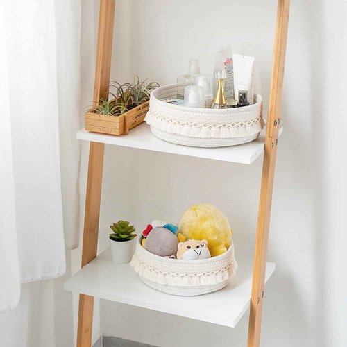 Mkono 5 Pcs Macrame Baskets Cotton Rope Basket for Organizing, Boho Decor Basket