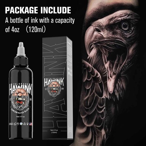 HAWINK Black Tattoo Ink 4oz(120ml) Friendly Pigment Tattoo Supplies Concentrated Black TI203-120-002