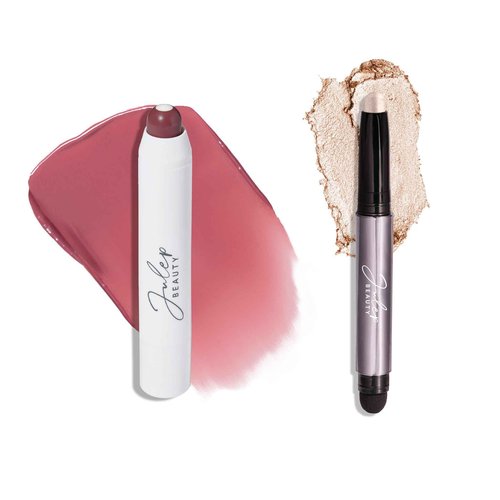 Julep Eyeshadow 101 Crème to Powder Waterproof Eyeshadow Stick, Pearl Shimmer Julep It's Balm: Tinted Lip Balm + Buildable Lip Color - Rich Plum