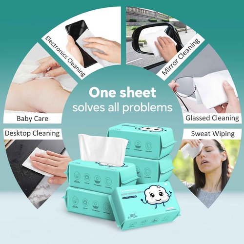 Disposable Face Towels - 100% Cotton Facial Tissues for Dry and Wet Use, Biodegradable Wipes for Makeup Removal and Skin Cleansing, Suitable for Adults and Babies (100 Count, Pack of 6)