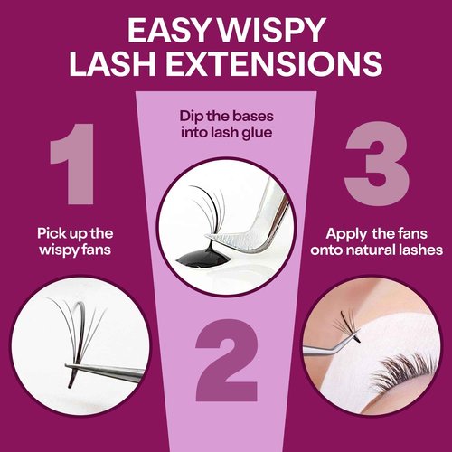 GLAMGAZE 750 Wispy Promade Fans - 5D C Curl 0.07mm Thickness 11-13mm Mixed Length - Handmade Wispy Eyelash Extensions Loose Premade Lash Fans Soft Spikes Volume Lash Natural Look