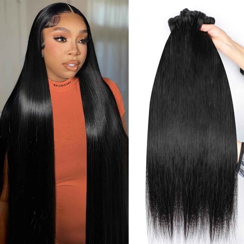 Human Hair Bundles Straight 3 Bundles Human Hair 16 18 20 Inch 100% Unprocessed 12A Brazilian Virgin Hair Bundles Weave Straight Human Hair Extensions