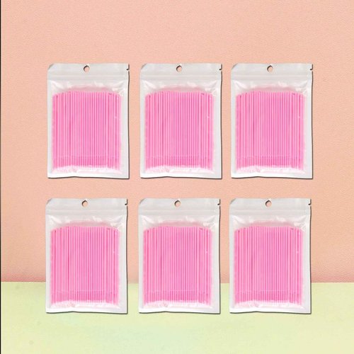 2100PCS Microswabs for Eyelash Extensions，Micro Applicators Brush for Cleaning and Applying Make-up Pink (Head Diameter: 2.0mm)