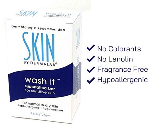 Dermalab Moisturize It Skin Cream 4oz & Wash It Superfatted Hypoallergenic Fragrance Free Cleansing Bar | Moisturizing Lotion Hydrates Skin | Softens Skin with Collagen | Safe for Kids & Adults