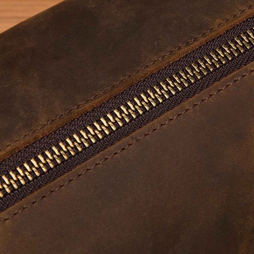 Artizanni Premium Leather Unisex Toiletry Travel Pouch, Cosmetic Bag Organizer Stylish Waterproof Lining Vintage Unisex Kit, Water Resistant-Cosmetic Case DOPP Kit SD 064 (Cognac)