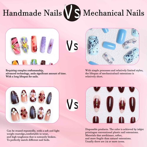 Halloween Press on Nails Handmade Nails with Glue,Luxury Gothic Medium False Nails with Eagle Claw Nail Art,Black Gradient False Nails Muti-Layer Gel Handmade Nail Press ons for Women (Size S)