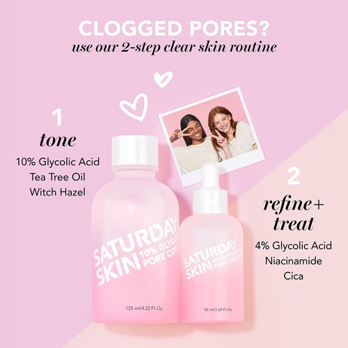 Saturday Skin Pore Serum Active Treatment for Face 4% Glycolic Acid Pore Care Complex Help Refine Skin’s Texture Reduce Pores Sebum Control AHA Acne Pimple Pore Essence Anti-Aging(1.69 Fl. Oz. 50ml)