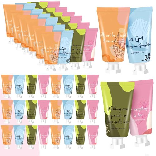36 Pcs Christian Hand Lotion Bulk Gifts for Women Bible Verse Mini Travel Hand Cream Religious Thanksgiving Christmas Gift for Church Members Prayers Teachers Coworkers Homeless