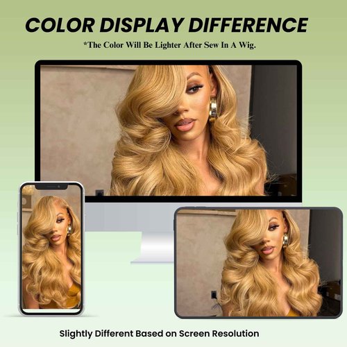 ALHER Long Deep Part 2x6 Lace Closure Honey Blonde Color 27 Body Wave, Sun-kissed Vibe Golden Blonde 2x6 Kim K HD Lace Closure Pre Plucked With Baby Hair, 12A 100% Virgin Remy Human Hair Closure 14 IN