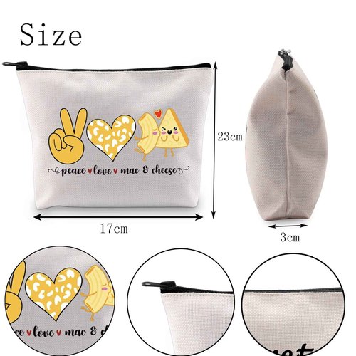 POFULL Funny Mac and Cheese Love Food Gift Peace Love Mac and Cheese Cosmetic Bag Macaroni And Cheese Gift (peace love mac bag)