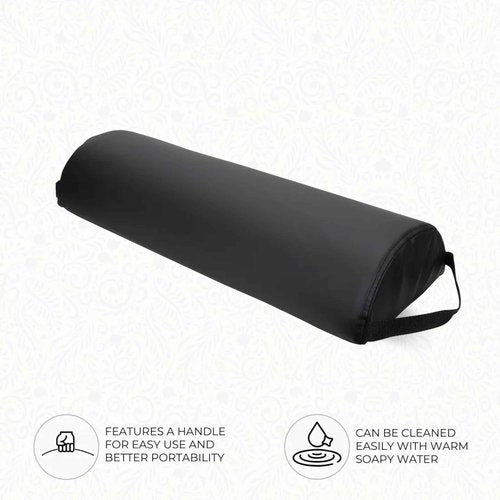 ForPro Premium Jumbo Half-Round Bolster Pillow for Massage and Yoga, Oil and Stain-Resistant, 9”W x 4.5" H x 26”L, Black