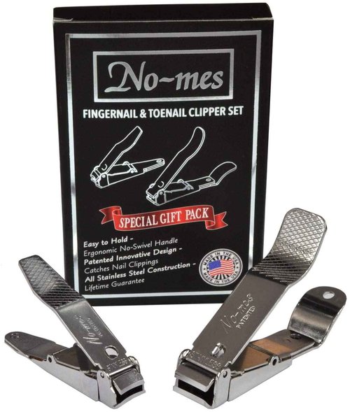 No-Mes Fingernail and Toenail Clipper Gift Set, Catches Clippings, Built-in Nail File, Made in USA