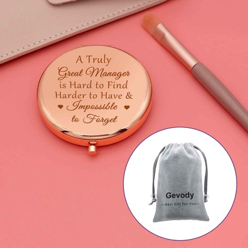 Gevody Best Manager Appreciation Gifts Compact Makeup Mirror Manager Leaving Gift Supervisor Gift for Women Leader Boss Coworker Friend Birthday Present Retirement Goodbye Going Away Personal Mirror