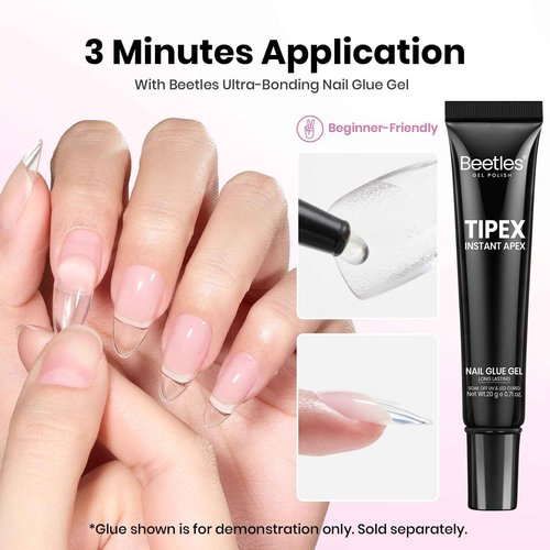 Beetles Tipex Lite Apex Nail Tips,Stiletto Medium,512pcs 16 Sizes,Pre-Building Pre-Etched Acrylic Nail Tips for Flat Nails & Natural Nail Beds