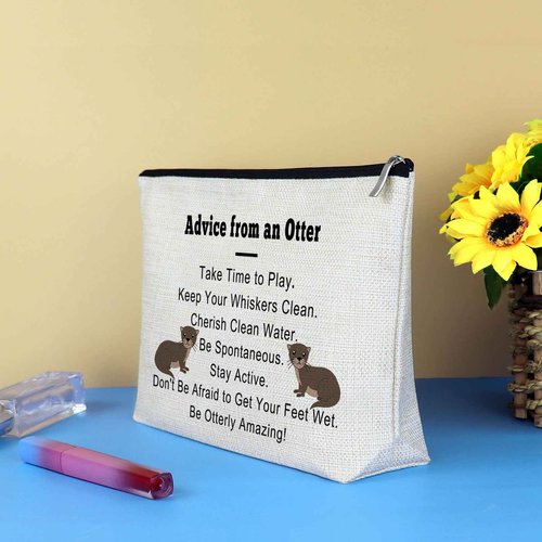 Otter Lover Gift Makeup Bag Sea Otter Gifts Inspiration Gifts for Best Friend Friendship Gift Cosmetic Bag Animal Lover Gift Birthday Christmas Graduation Gifts for Girls Women Travel Toiletry Pouch