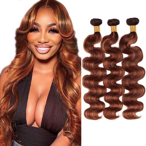 P4/30 Human Hair Bundles Body Wave Bundles With Highlights Human Hair 14 16 18 Inch Brazilian Virgin Remy Hair Extensions Dark Brown Bundle Hair Weave Salon Quality 100g/Pc