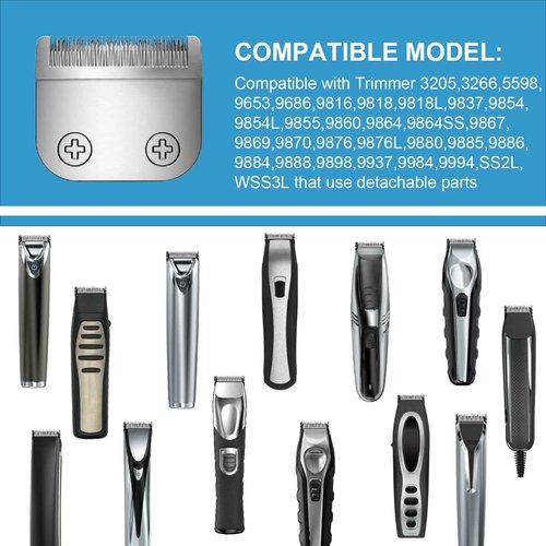 59300 Stainless Steel Replacement Detachable 30mm Standard Blade Compatible with WHAL All in One Lithium Ion Trimmer 9864/9864SS/9686/9818A/9854L/9876L/9854/WSS3L/SS2L etc (3 Pack)