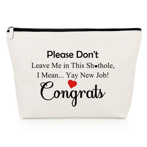 Funny Gifts for Coworker Leaving New Job Makeup Bag Farewell Gifts for Coworkers Congratulation Cosmetic Bag for Employee Colleague Leaving Presents Going Away Presents for Friends Cosmetic Pouch