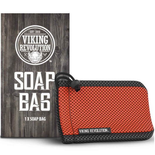 Viking Revolution Soap Bag with Drawstring - Mesh Soap Savers for Bars - Red Mesh Exfoliating Body Scrubber - Creates Rich Lather, Hang to Dry, Ready for the Next Scrub (5.9"x3.7", 1 Piece)