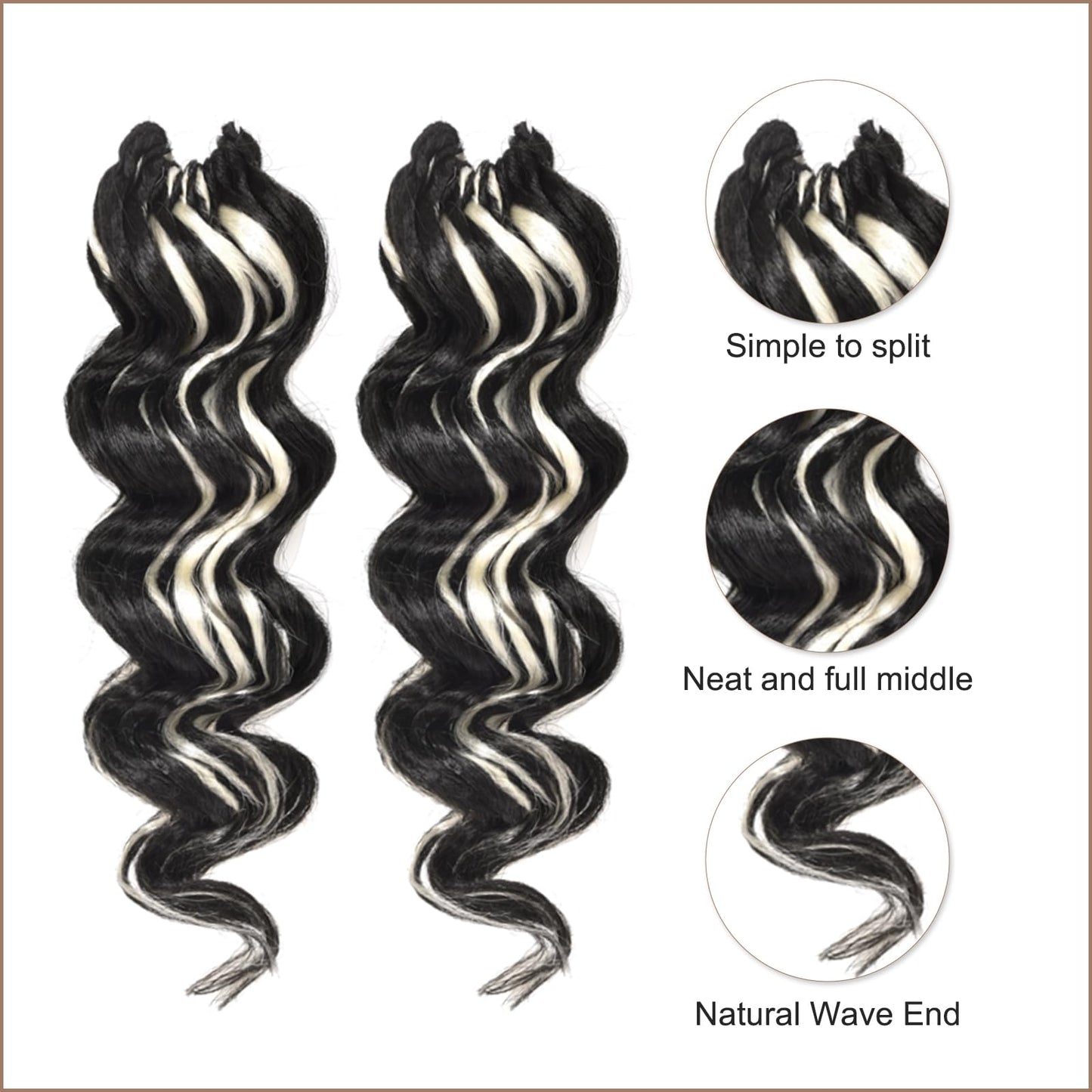 Toyotress Ocean Wave Crochet Hair - 9 Inch 8 Packs Black Mix Blonde Highlight Ocean Wave Braiding Hair, Beach Curl Deep Twist Water Wave Short Curly Synthetic Hair Extensions (9 Inch, P1B/613-8P)