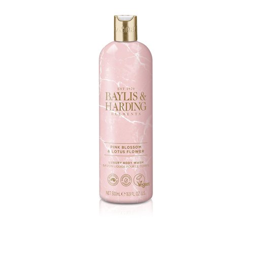 Baylis & Harding Liquid Body Wash Soap, Elements, Pink Blossom & Lotus Flower, 16.9oz/500ml (4-Pack)