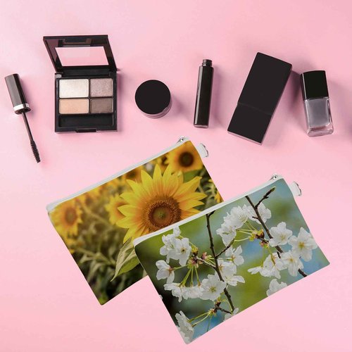 OKBA 30 PCS Sublimation Blanks Makeup Bags Bulk,White Canvas Bag,Polyester Tote Bags for Sublimation DIY Craft