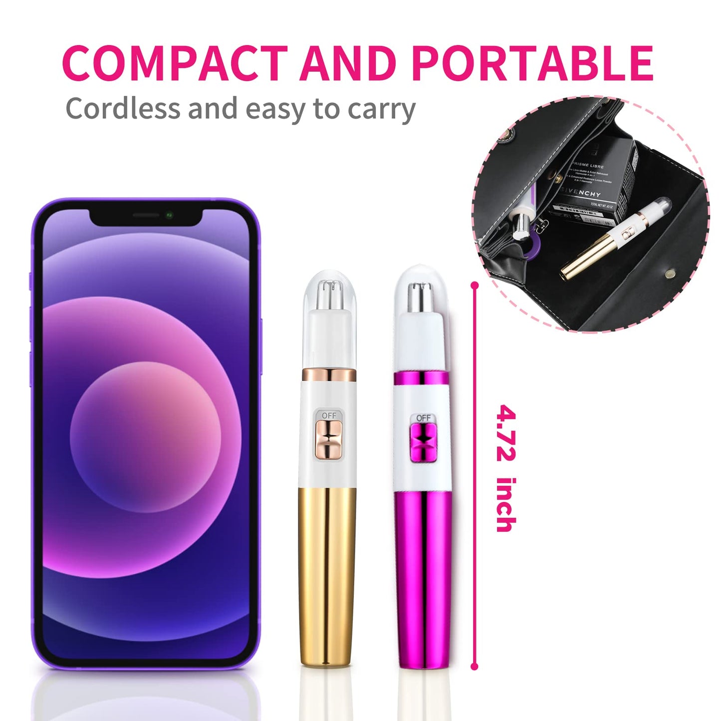 AREYZIN Nose Trimmer for Women Ladies Painless Ear and Nose Hair Trimmer for Men Eyebrow Facial Ear Hair Trimmer Nose Hair Clippers Professional, Waterproof, Dual-Edge Blade, Purple