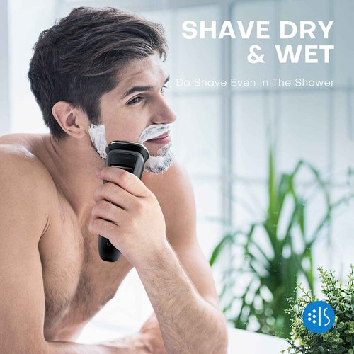 LOBINH Men's 3D Waterproof Electric Shaver, Wet & Dry, Cordless Rotary Razor, Pop-up Trimmer, 1 Hour Fast Charge, 4D Floating Head