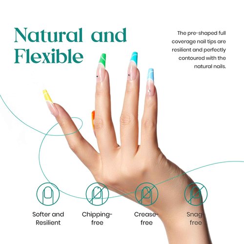 Beetles Gel Nail Kit - 500Pcs Soft Tips, 2 In 1 Glue & Polish, Coffin Shape, UV & Top Coat