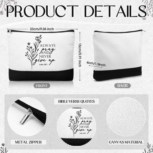 Kacctyen 20 Pcs Christian Gift for Women Bulk 10 Inspirational Religious Canvas Makeup Bag 10 Mini Christian Compact Mirrors Religious Gifts for Pastor Church Christmas Thanksgiving Gifts(Aesthetic)