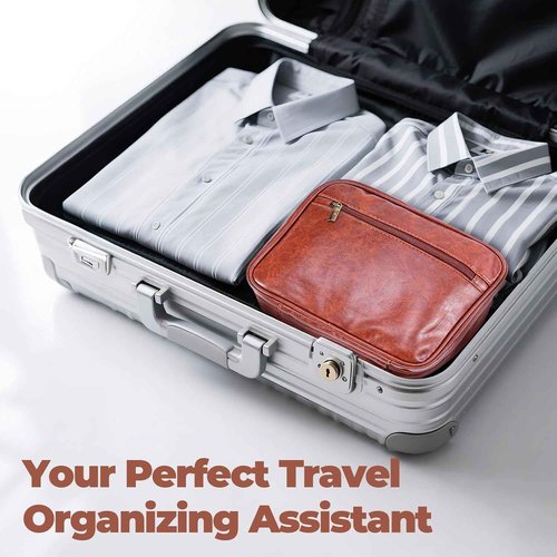 Hyfant Portable Hanging Travel Toiletry Bags for Men Women Leather Toiletry Bag Waterproof Clear Toiletry Bag Large Organizer Bag for Toiletries