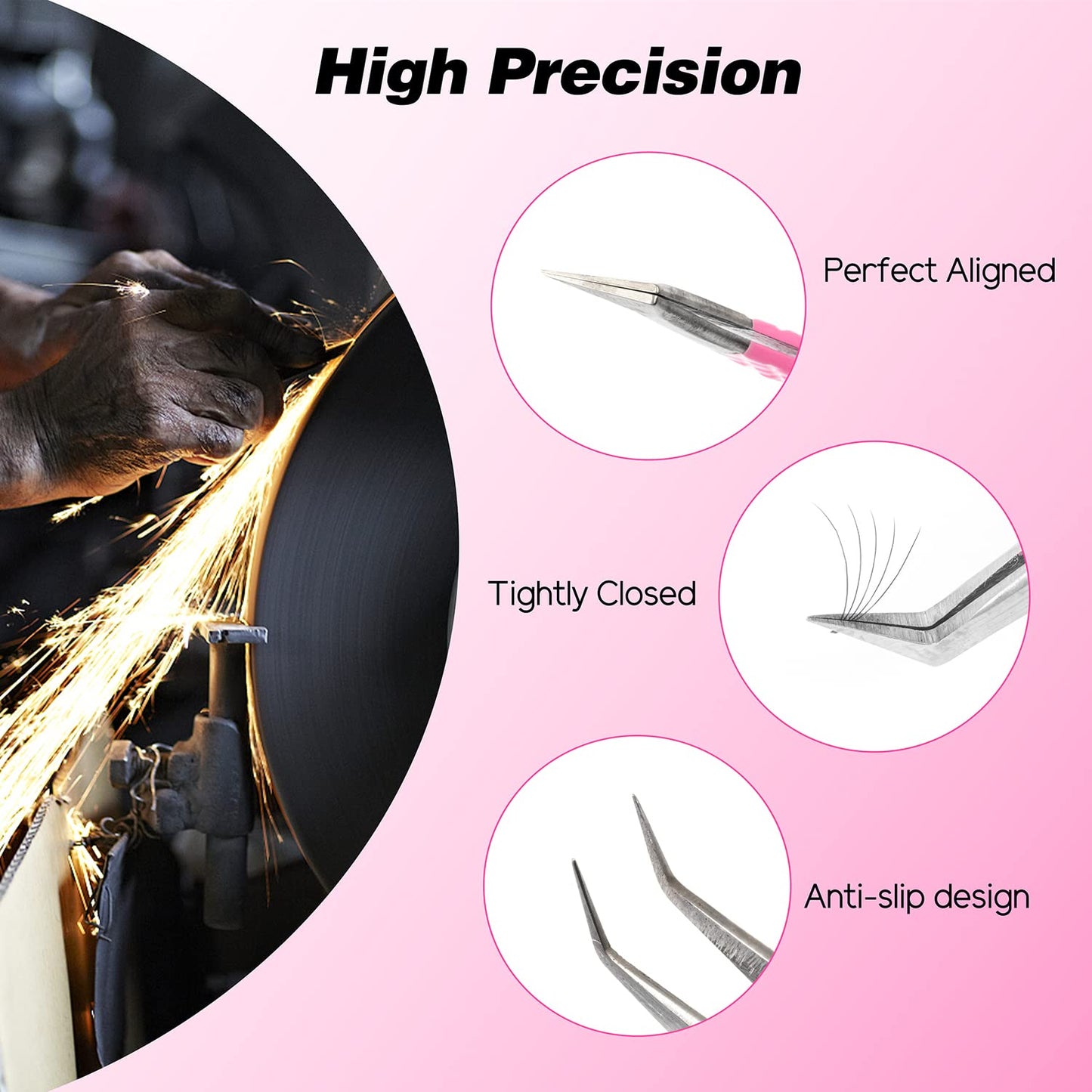 TDANCE Lash Tweezers for Eyelash Extensions,Diamond Grip Curved Lash Extension Tweezers,Stainless Steel Fiber Tip Isolation Tweezers Eyelash Extensions(Ombre-T02-Curved Tweezers,1Pcs)