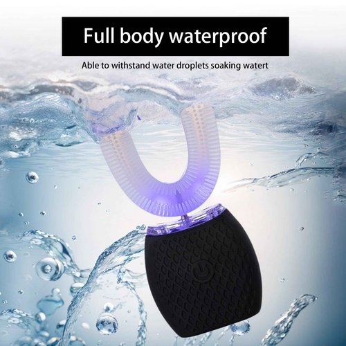 RONGCHUANG Automatic Toothbrush for Adults - Ultrasonic Electric Toothbrush with Soft Bristles Rechargeable Portable Waterproof Design 30s Timer, Wireless Charging Dual-Use for Travel & Home (Black)