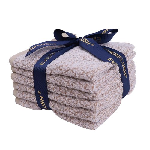 Everplush 6-Pack Premium Washcloths Set – Ultra Absorbent, Super Soft Essential Washcloths for Bathroom, Spa, Gym, and Face, Machine Washable(Brown, 13" x 13")