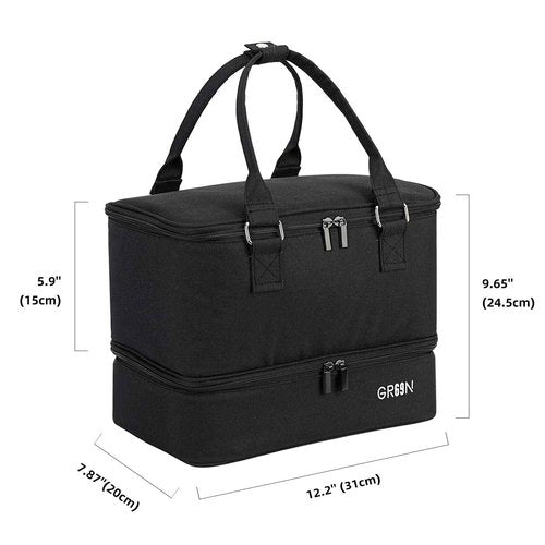GR69N Nail Polish Organizer Bag,Double Layer Nail Polish Storage Fits a Nail Lamp and 40 Bottles,Great Size Nail Storage Organizer For Nail Drill,Nail Supplies Set (Bag Only)-Black