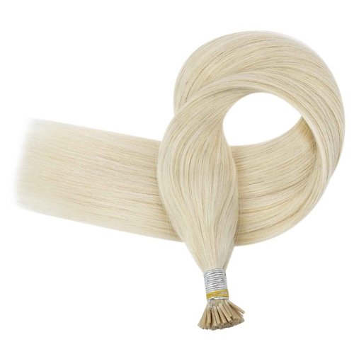 Full Shine I Tip Hair Extensions Human Hair 22 Inch Color 60 Platinum Blonde 40 Grams Stick Itip Human Hair Extension Pre Bonded Extensions Remy Hair add Length