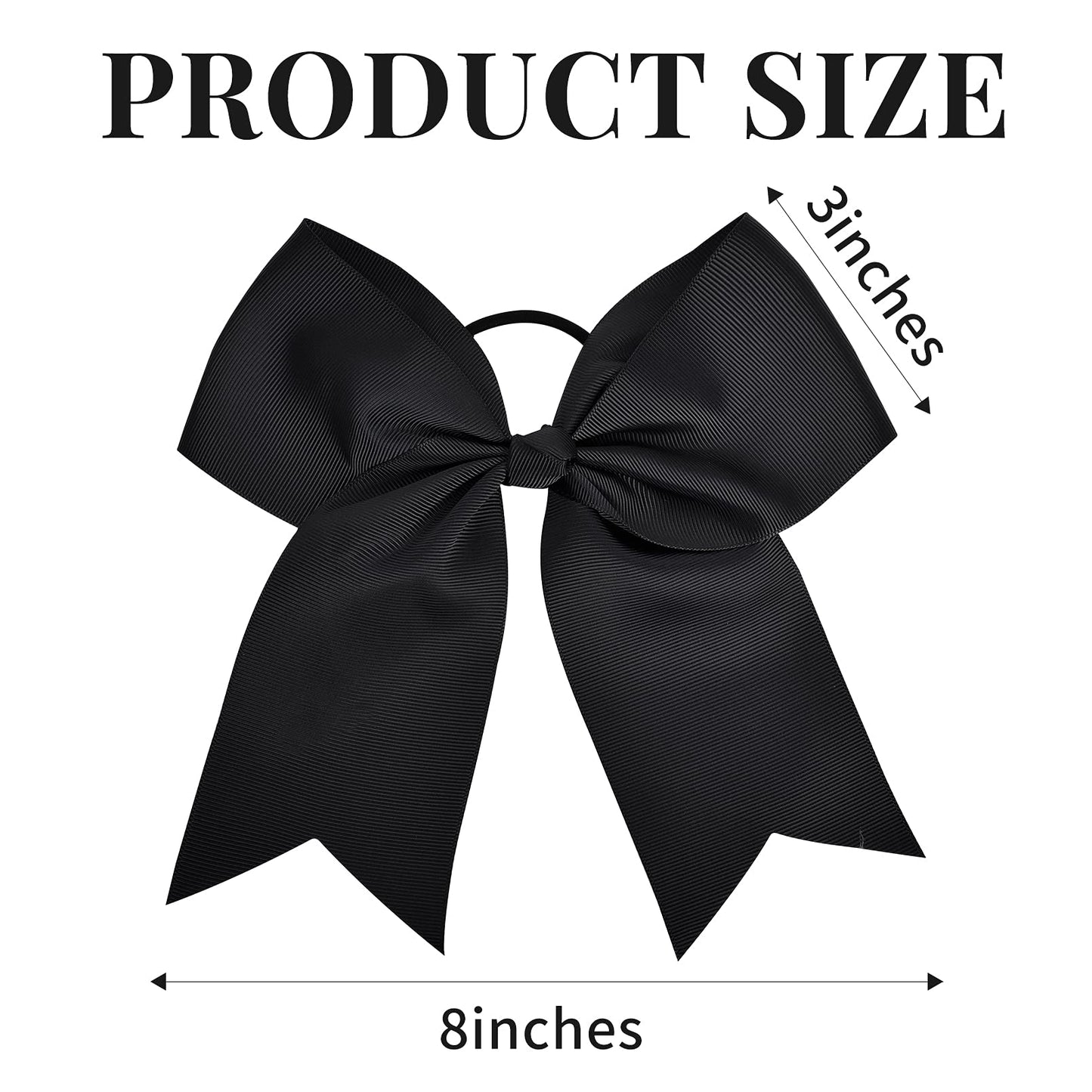 12 Pcs Large Cheer Bows 8" Bulk Hair Bow Accessories with Ponytail Holder for Girls High School College Cheerleading