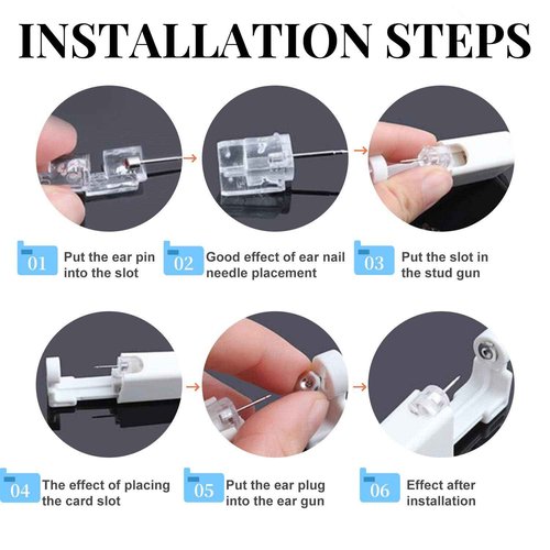 orilace 2Pcs Ear Piercing Kit - Self Disposable Piercing Gun Built-In Earring Stud Pain Relief at Home Piercer Kit Ease of Use Convenient Safe Operate 4mm (Star)