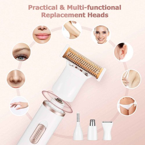 Electric Razors for Women, 4 in 1 Cordless Portable Rechargeable Womens Electric Shaver for Legs Face Eyebrow Nose Pubic Hair Bikini Trimmer, Painless Body Hair Remover by Gurelax