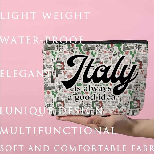 ZHAMEN Italy Travel Essentials Makeup Bag Italian Gifts Italy Decor Makeup Pouch Gifts for Travelers Travel Bag for Toiletries Honeymoon Gifts for Women Friends Coworkers Cosmetic Travel Bag