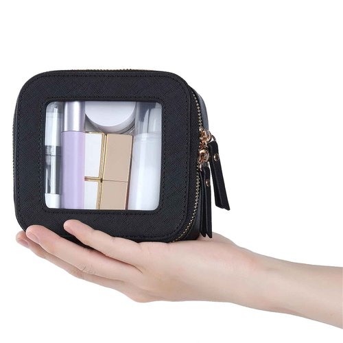 Small Clear Makeup Bag Travel Cosmetic Case, Portable Make Up Organizer Traveling Compact Car Bag for Essentials Transparent Toiletry Bag with Zipper
