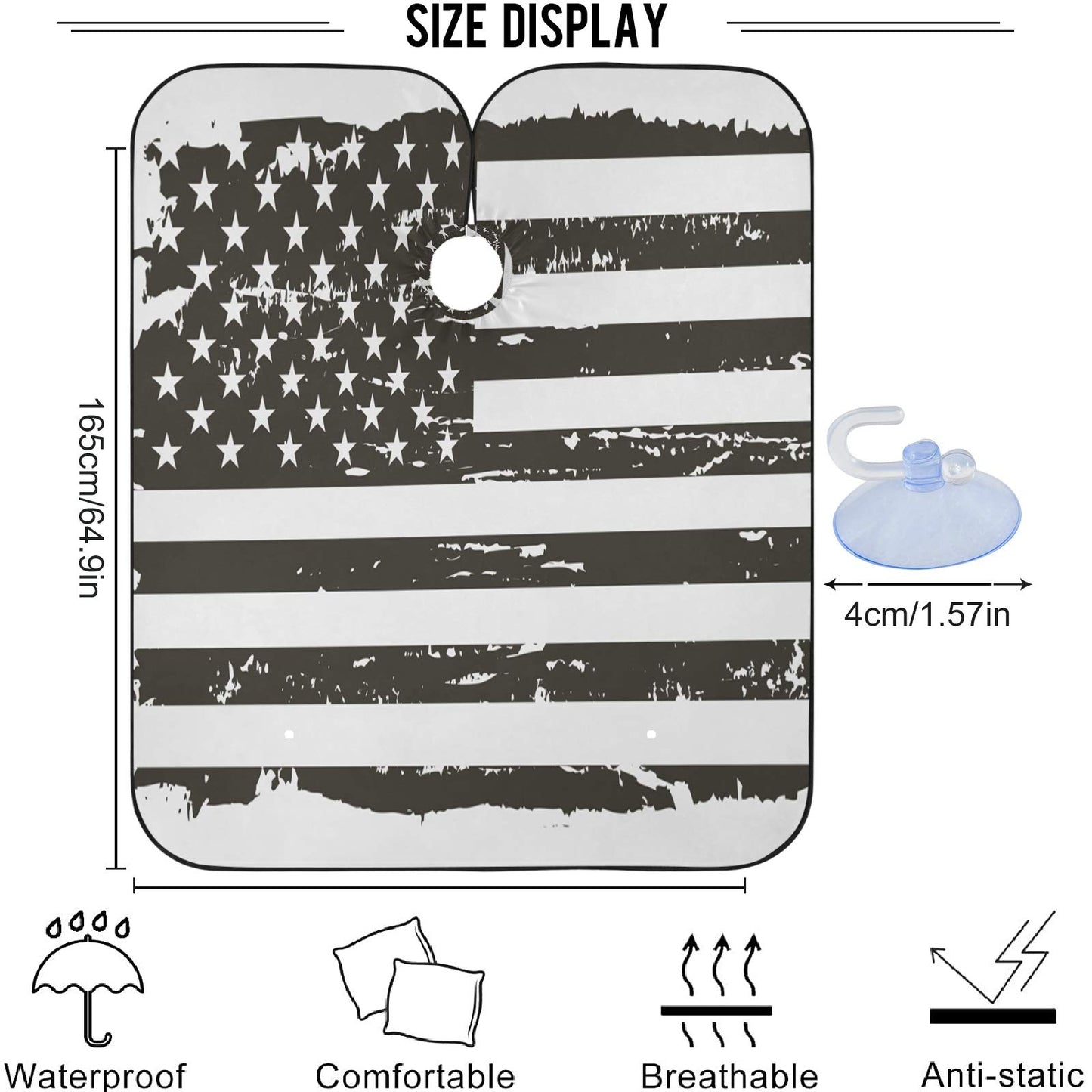 visesunny Barber Cape Abstract American Flag Polyester Hair Cutting Salon Cape Apron Anti-Static Haircut Water-Resistant Shaving Cloth Beard Shaving Bib Hairdressing Cape