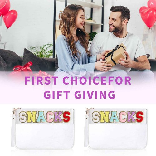 Sunnydeer 2Pcs Snack Bags for Travel,Snack Bag for Letter Flat Pouch, Snack Bags for Kids Small Snack Bag(white)